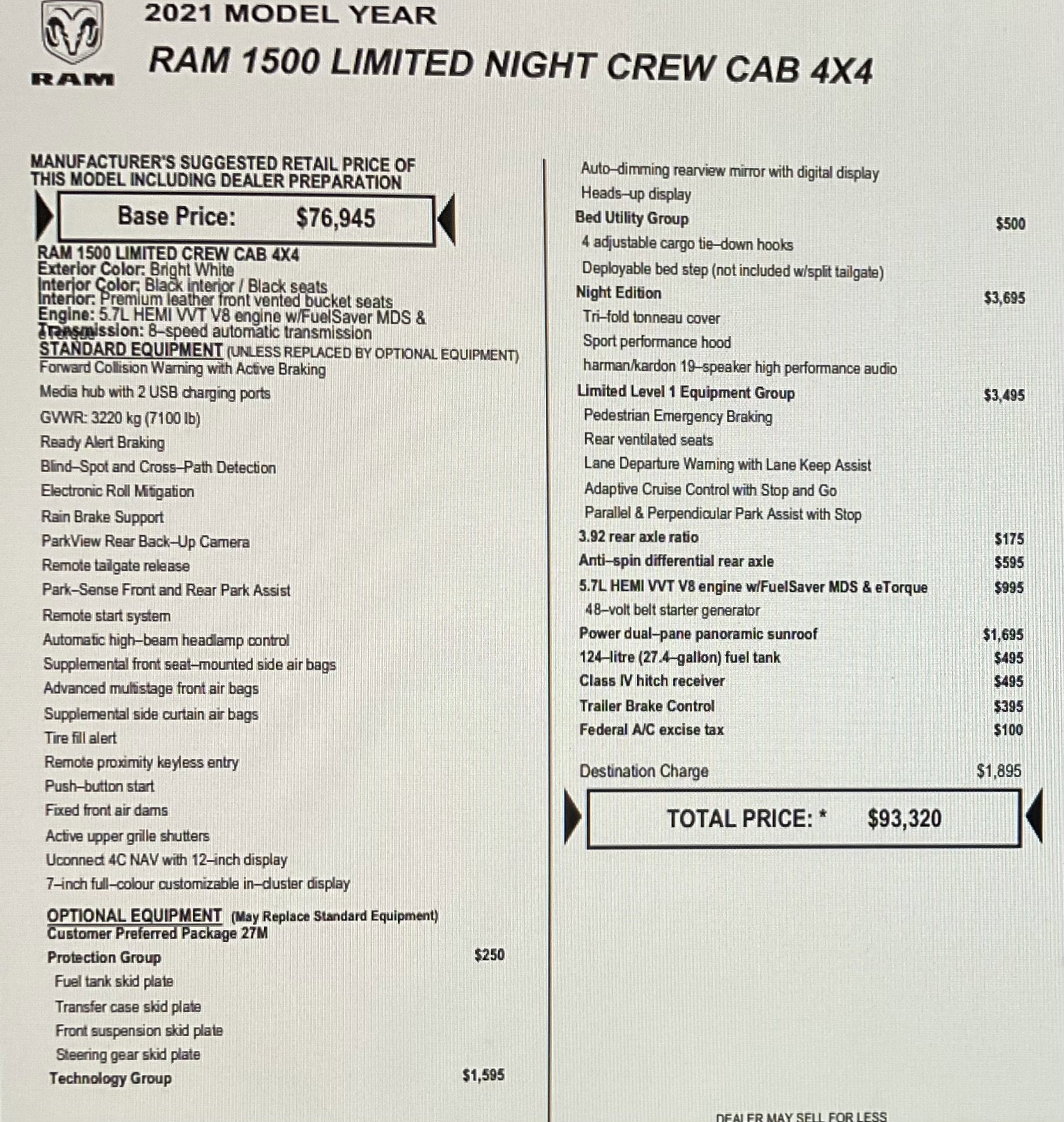 2021 RAM 1500 Limited Crew Cab 4x4