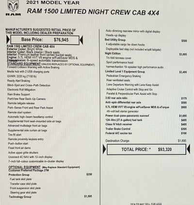 2021 RAM 1500 Limited Crew Cab 4x4