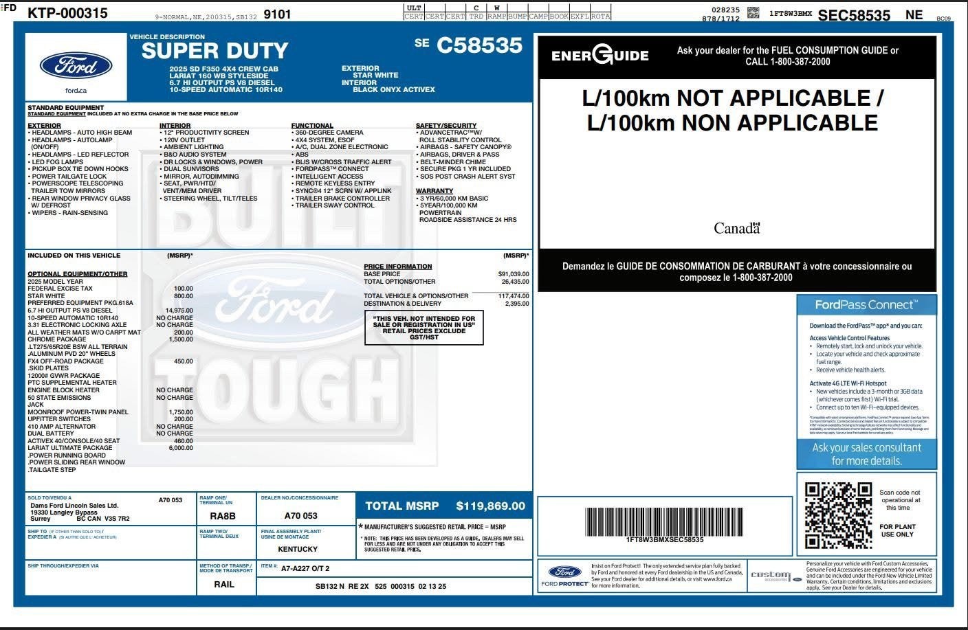 2025 Ford Super Duty F-350 SRW Lariat Ultimate HO Diesel 4x4