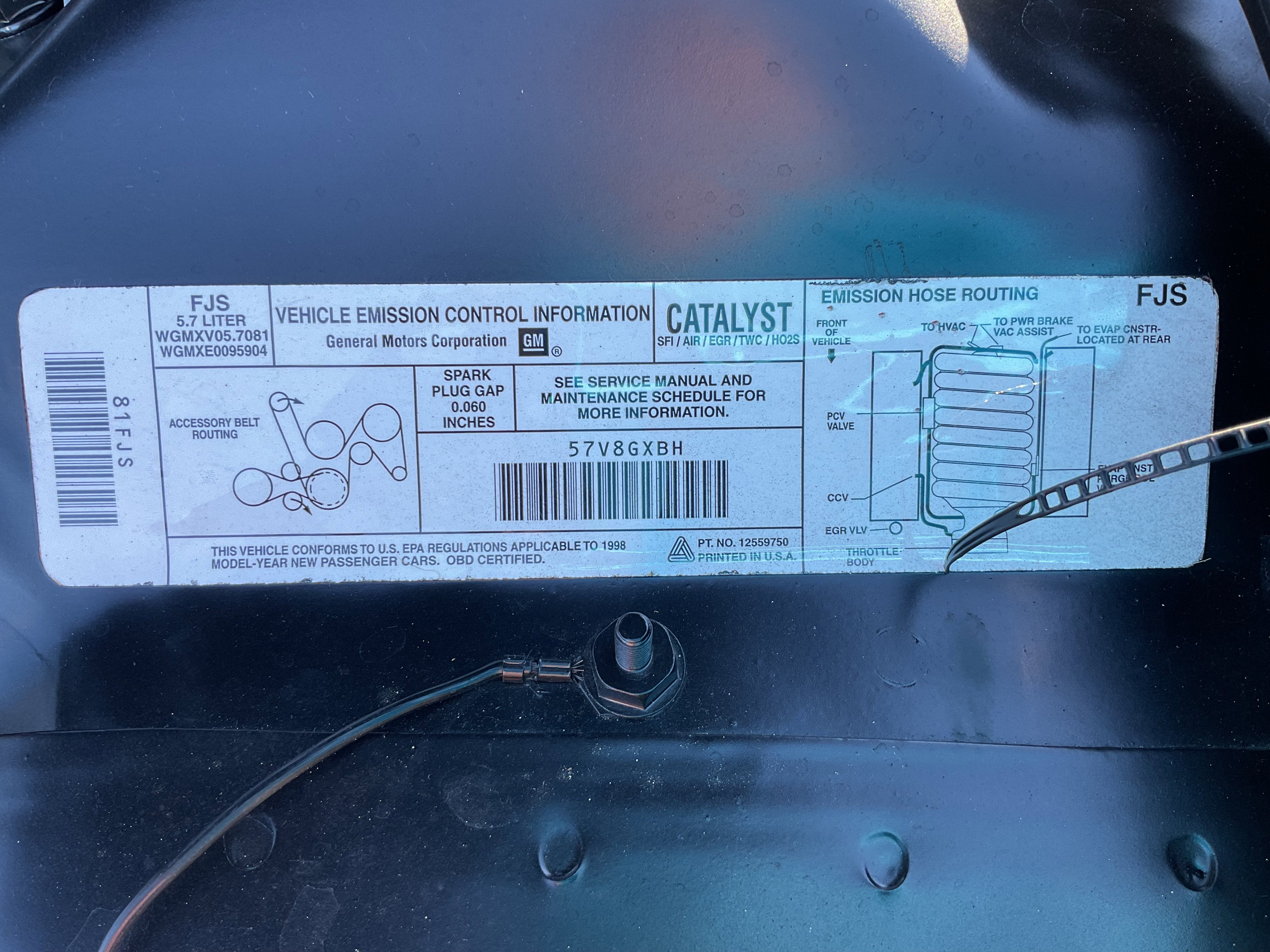 1998 Pontiac Firebird Trans Am 5.7 Liter V8